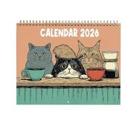 Wall Calendar 2026 - Scheduling Tool, 12 Month Planning Aid for Date Tracking, Organisational Chart with Humorous Cat, Office Supply, Time Keeper for Classroom, Meeting Room and Fridge