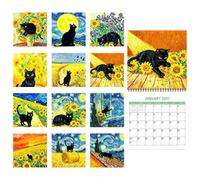 Wall Calendar - Monthly Scheduling Planner | Famous Painting Cat Calendar | Cute Kitten Artwork Painting Calendars Cat Aesthetic Multipurpose Yearly Planner Cat Gallery Wall Art Decor