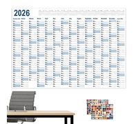 Wall Calendar Poster, 2026 Poster Planner, 29x20 Inches Schedule with Massive Grid, Full Year Sheet, Creative Tracker with Matte Finish, Organization Tool for Gym and Classroom