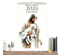 Wall Calendars, 2026 Story Religious Calendar, Inspirational Jesus Holding Sheep Planner, Christian Art Monthly Organizer for Home Men Women Holiday Decor Spiritual