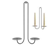 Wall Candle Holder - Iron 23x7x29cm | 2-Arm Candle Holder, Black Metal Wall Sconce Modern Candelabra For Living Room Farmhouse Decor | Elegant Walls Mounted Candles Display