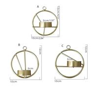 Wall Candlesticks，Art Geometric Sconces Hanging Wall Tea Lights，Round Wall Sconces Used for Wedding Living Room Decoration，Gift Candlestick(Gold 3)