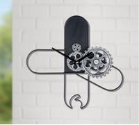 Wall clock, Gear wheel motif, Metal, black, PU 1, L. 7 cm, W. 38 cm, H. 37 cm