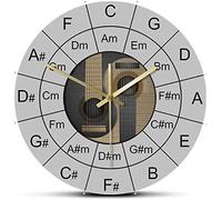 Wall Clock Guitar Chords Yin and Yang Music Wall Clock Acoustic Bass Guitar Circle of Fifths Chart Wall Art Clock Bassist Bass Player Gift