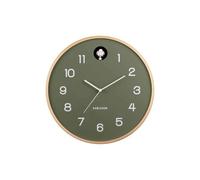Wall Clock Natural Cuckoo Birch Wood Jungle Green