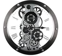 Wall clock, round, Gear motif, Metal, black, PU 1, L. 8 cm, D. 52 cm