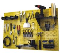 Wall Control Kit de almacenamiento de herramientas estándar de metal de 4 pies con tablero de herramientas amarillo y accesorios negros