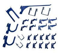 Wall Control KT-200-DLX - Kit de ganchos de metal para tablero perforado con ranuras, azul, para almacenamiento y organización, surtido de lujo, capacidad de 22,7 kg, fabricado en EE. UU.