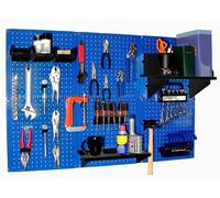 Wall Control - Tablero perforado organizador, 1,2 m Tablero perforado de metal para almacenamiento de herramientas estándar, con tablero de herramientas azul y accesorios negros