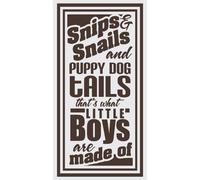 Wall Décor Plus More WDPM1469 Snips and Snails and Puppy Dog Tails That What Little Boys Are Made Of Wall Vinilo adhesivo de pared, 18 W x 36 H, color marrón chocolate