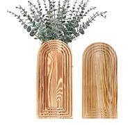 Wall Flower Vase - 2 Pieces Rustic Aesthetic Plant Holder Set | Boho Modern Wall Mounted Planter Decor Design | For Dining Room Bedroom Kitchen Bathroom Entryway Apartment Office Farmhouse Interior
