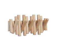 Wall Hook Set with 5 Hooks - Natural Wood Construction, Dimensions 37.5x16x11 cm, Styles Fits All Spaces