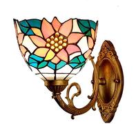 Wall Interior Decoration Wall Lamp Stained Glass Shade Victorian Wall Sconce Lamp with Sunflower Flower Bedroom Hotel Restaurant Decorative