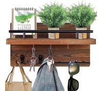 Wall Key Holder, Key Holder Wall Mount, Keys Hanger Rack Mount, Wooden Retro Decorative Hanger, por montados Keys Holders with Floating Shelf Hook | for Coat Mail Entryway Home Hat Backpack Monedero