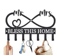 Wall Key Rack, Decorative Storage Holder Mount, 12.01x7.09 Inches Hollow Pattern Hanging Organizer Set, Strong Metal Utility Frame, Elegant Modern Design Style, Office Bedroom for Daily Access