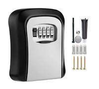 Wall Key Safe - Combination Lock Holder | 4 Digit Reset Code Security Box for Spare Storage, Hard Shell Organizer with Mounting Design, Safety Accessory Small, Key Lock Box for Garage Garden