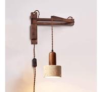 Wall Lamp Lighting Swing Arm Wall Plug in Marble Natural Stone Wall Adjustable(Cylindrical)