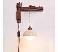 Wall Lamp Lighting Swing Arm Wall Plug in Marble Natural Stone Wall Adjustable(Spherical)