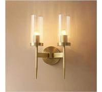 Wall Lamps Compatible With Living Room Simple Light Luxury All Copper Wall Lamp 2-Light Wall Sconce Lighting Indoor Wall-Mounted Lighting Fixture Lamps Compatible With Be-Black-Double head(2PACK)
