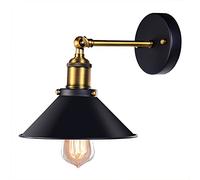 Wall Light Indoor Adjustable Swing Arm Metal Wall Lamp Retro Vintage Industrial Lightshade Wall Sconce, for Living Room Bedroom Hallway Corridor Stairs Hall, Black, Socket: E27