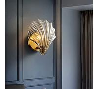 Wall Light Indoor LED 4W Amber Glass & Brass Wall Lamp 3000K Warm White Modern Decorative Wall Sconce, for Living Room Bedroom Hallway Corridor Stairs Hall