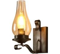 Wall Light Retro Industrial Wind Wall Mounted Lamp Wrought Iron Wall Light with Glass Shade, Kerosene Wall Lamps E27 Lighting Fixtures for Living Room Hotel Cafe Corridor Aisle Decor Lamp