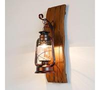 Wall Light Wall Lamp Wall Mounted Light Wall Creative Kerosene Old-Fashioned Wood E27 Iron with Glass Shade Antique Barn Oil Lamp for Porch Balcony Patio Doorway Aisle Garage