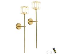 Wall Lights Extra Long Wall Sconces Lighting Operated Set of Two,Non Hardwired Wall Lights with Remote, Crystal Wall Lamp Fixture Indoor Decor for Bedroom Living Room
