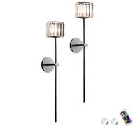 Wall Lights Extra Long Wall Sconces Lighting Operated Set of Two,Non Hardwired Wall Lights with Remote, Crystal Wall Lamp Fixture Indoor Decor for Bedroom Living Room