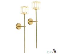 Wall Lights Extra Long Wall Sconces Lighting Operated Set of Two,Non Hardwired Wall Lights with Remote, Crystal Wall Lamp Fixture Indoor Decor for Bedroom Living Room