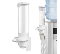 Wall Mount Cup Dispenser | ABS PC PushButton Automatic Detachable Sanitary Organizer Tank Clear GravityFeed 15x10x35.5cm | Home Office Kitchen Bathroom Pantry | Cone Beverage Rim 7oz Portab