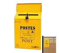 Wall Mount Mailbox - 11.81x9.06x2.36 InchesDecorative Waterproof Locking Letter Box, Metal Mailbox with Key, For Outdoor Garden Farmhouse Entryway Patio Home Porch Courtyard