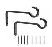 Wall Mount Plant Hook - 6 Inch Bird Feeder Bracket Hanger Set, Heavy Duty Support | Planter Lantern Wind Chime Indoor Outdoor Use Areas, Strong Iron Construction, Rust Resistant Finish, Space Saving