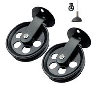 Wall Mount Pulley Bracket, Ceiling Mounts Lifting System, Heavy Duty Black Pendant Light Wheels, Wheel Chandelier Hoist Pulleys for Home, Kitchen, Workshop, Restaurant, Loft, 1.97x2.76 Inches