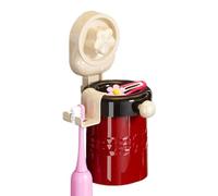 Wall Mount Toothbrush Holder, Space Saving Organizer Rack, No-Drill Bathroom Storage, Toothbrush Stand with Hooks, Hygiene Accessory for Bathroom Kitchen Living Room Bedroom Home Dorm Apartment