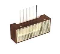 Wall Mount Wifi Storage Box Hider, Router Cable Management Box Shelf Cord Cover Rattan Organizer for Storage of Wires, Routers,Vintage