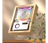 Wall Mountable CD Player with Speakers, Music Frame CD Player, LED Screen, Ambient Lighting, Remote Control, Bluetooth/3.5mm AUX Output, for Home Office Gallery(Brown)