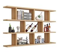 Wall Mountable Cube Storage Organizer Wooden Floating Book Shelf for Wall Storage Curio Collectible Book Wine Locker Shelf Organizer Open-Back Display Rack for Study, Bedroom, Living Room(nogal claro)