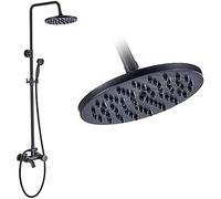 Wall Mounted 8 Inch Rainfall Shower Set Faucet with Hand Shower Black Bath and Shower Mixer Kits Brass Tub Can Hot and Cold Taps,Type A,Type A,Shower Faucet Set