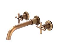 Wall Mounted Basin Faucet Antique,Brass,360 Degree Rotation spout,Double Lever,Three-Hole Wall-Mounted Basin faucets,Bathroom Faucet,Antique,sitaining