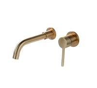 Wall Mounted Bathroom Faucet Brushed Gold,Basin Tap with 360 Degrees Rotating spout,One Handle Bathroom Sink Faucet Mixer taps