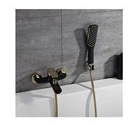 Wall Mounted Bathtub Faucet with Hand Shower Single Handle Shower Set Brass Tub Filler Faucet Hot and Cold Water Bathtub Filler Black Gold