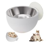 Wall Mounted Cat Food Bowl, Stainless Steels Anti Spill Bowl,(Black/White) 14.3cm/5.63inch, Stainlesss Steel+PP Magnetic Dog Foods Bowls for Pets Food Water