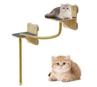 Wall Mounted Cat Furniture, Space-Saving Cat Shelves and Perches, Natural Toys Tree with Scratching Tower and Stairs, Ideal for Window, Home, Indoor, Outdoor Play, Climbing, Rest, Activity Center