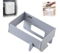 Wall-Mounted Foldable Trash Bag Holder with Magnetic Closure - No-Drill Adhesive Mount for Easy Installation on Cabinet and Door, Space-Saving Design, for Kitchen and Small Space (Gray)