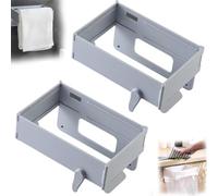 Wall-Mounted Foldable Trash Bag Holder with Magnetic Closure - No-Drill Adhesive Mount for Easy Installation on Cabinet and Door, Space-Saving Design, for Kitchen and Small Space (Gray-2PCS)