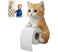 Wall Mounted Funny Cat Toilet Roll Holder, Cat Toilet Roll Holder,Cat Toilet Paper Stand, Cute Resin Dispenser Animal Wall Mounted Roll Rack Kitchen Statue for Bathroom Decor Restroom Kitchen-D