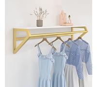 Wall Mounted Garment Rack Heavy Duty Clothes Display Shelf for Retail & Bedroom Sturdy Metal Hanger Gold Finish 60cm Floating Clothing Storage