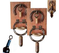 Wall Mounted Horseshoe Bottle Opener, Rustic Horseshoe Wine Opener Corkscrew Wall Mounted, Unique Kitchen Bar Walls Decor for Wine Enthusiasts (2PCS)