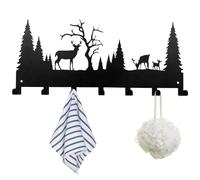 Wall Mounted Key Holder - 7 Hooks Adhesive Metal for Home Organization | Sleek Decorative Design, Key Rack for Entryways Bedrooms Kitchens Bathrooms Offices Apartment Walls Hanging Towels Bags Hats Ac